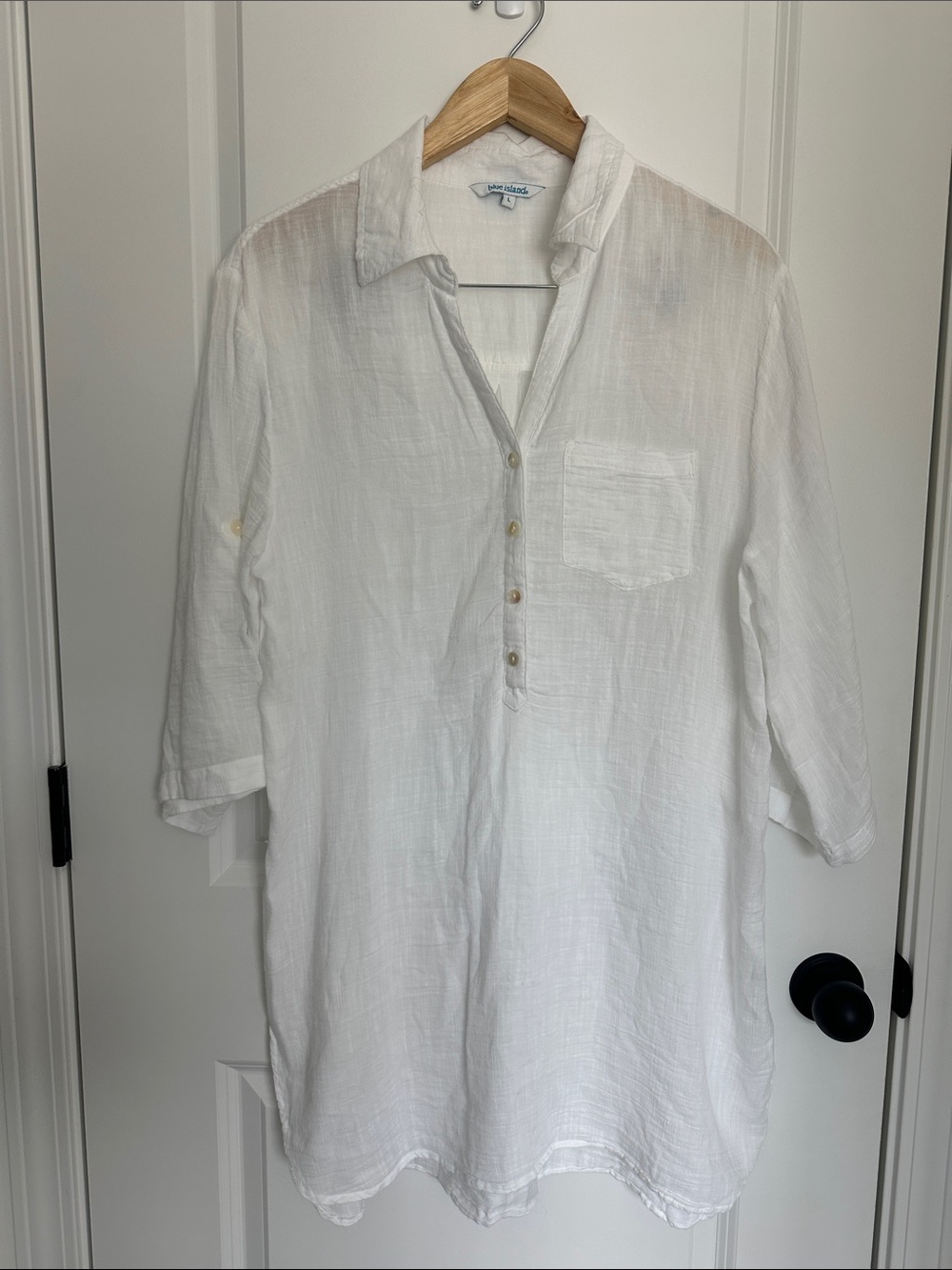 Blue Island Women’s Lightweight Cotton-Blend Swim Coverup White L - Picture 1 of 7